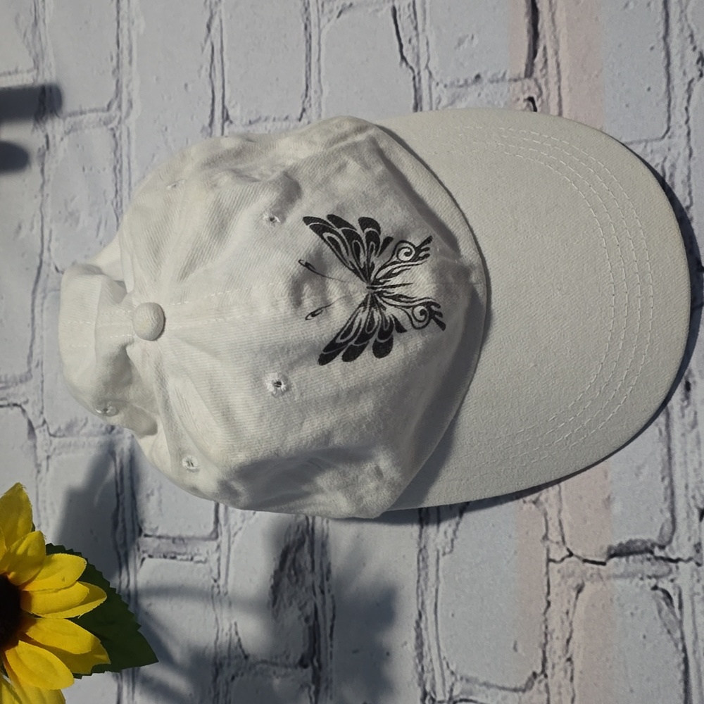Butterfly Ball Cap White 100% Cotton